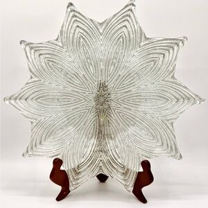 Elegant Iridescent Glass and Silver Starburst Holiday Platter